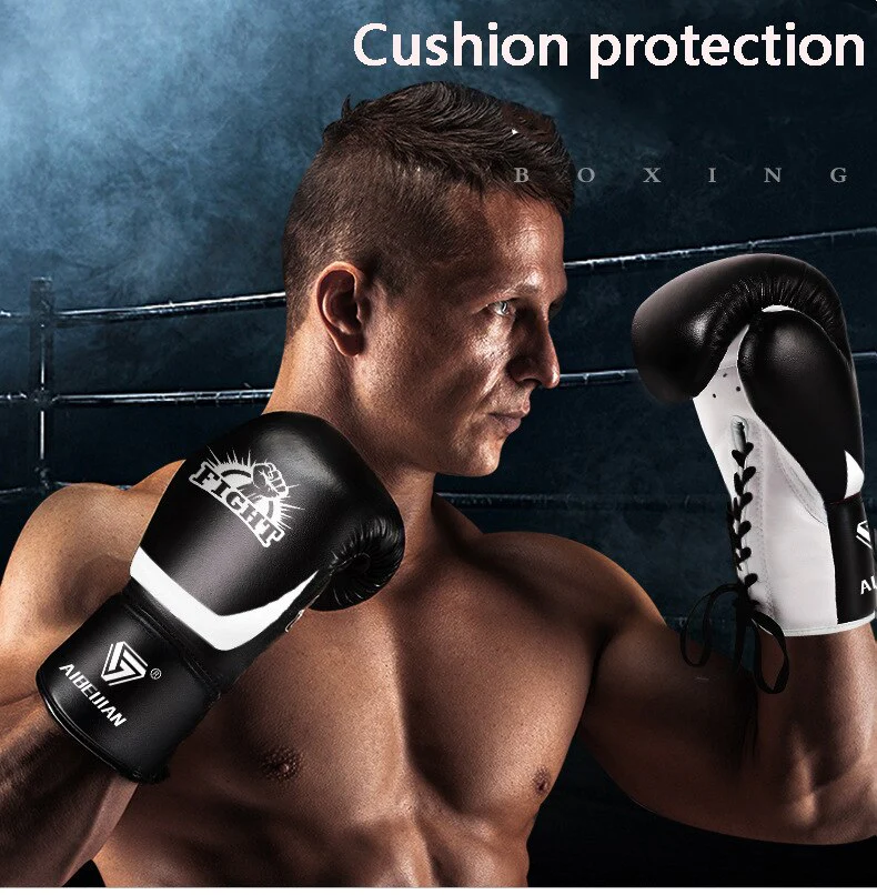 Gants de boxe à LACETS (Noir) – Image 4