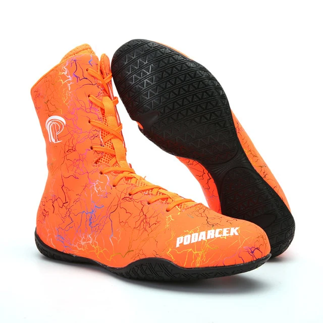 Chaussures de boxe anglaise (mi haute, orange) – Image 2